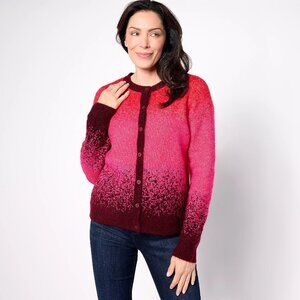 LOGO by Lori Goldstein Brushed Ombre Button Front Cardigan - Sz XS a628696